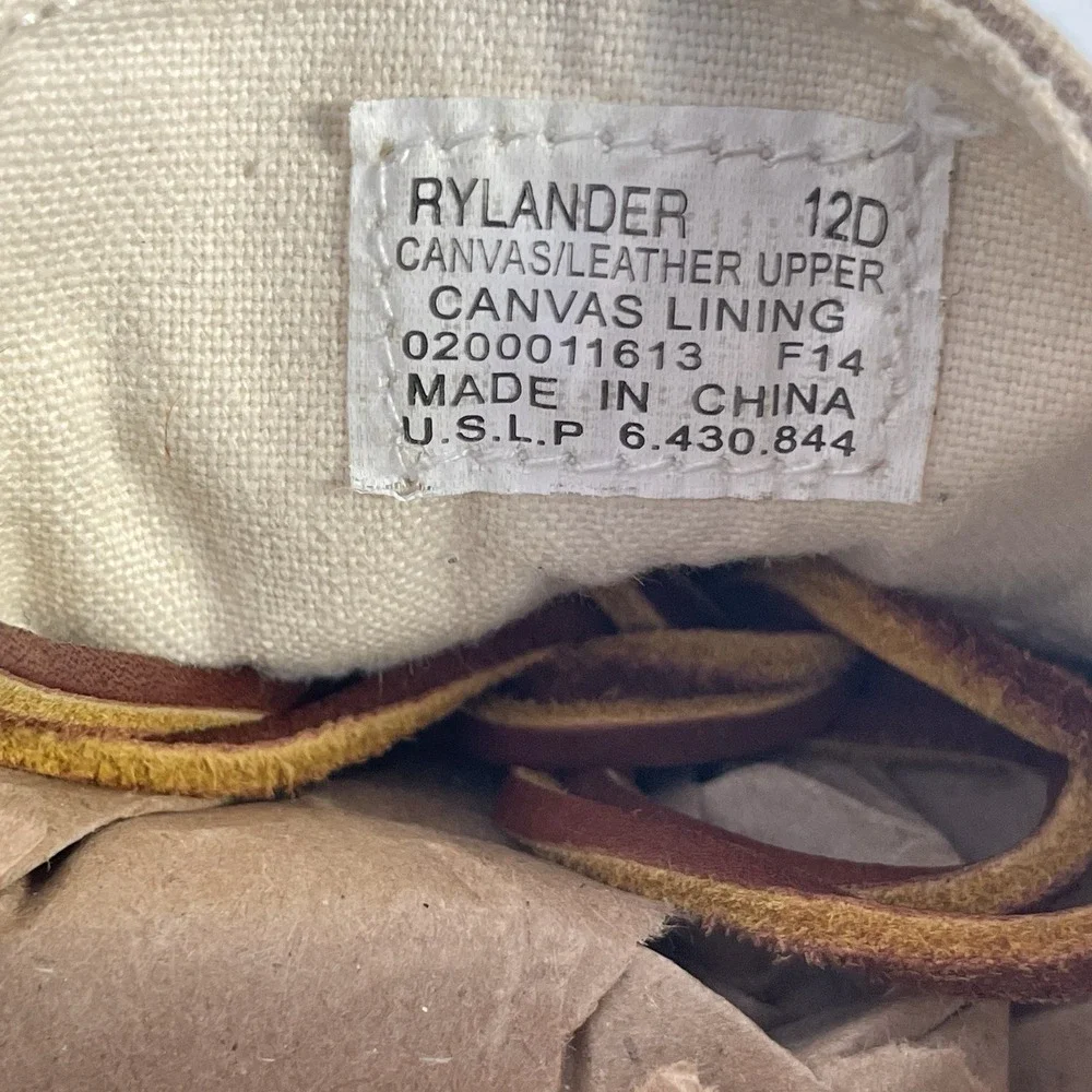 Polo Ralph Lauren Rylander Boat Shoes Beige Canvas Leather Mens 12D